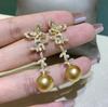 Accesorios hechos a mano diy plata esterlina S925 elegantes aretes largos de perlas aretes aretes soporte vacío joyería soporte plateado mujeres