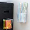 Colgante para refrigerador varios pajita desechable bolsa de té café colgante sin perforaciones caja de acabado colgante de pared caja de almacenamiento de pajitas