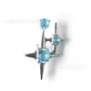 Tachuela para Cartílago Auricular Doble Estrella F136 de Aleación de Titanio con Incrustación de Circonita, Tornillo Interno de Titanio G23 Labret para Piercing Corporal