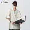 Camiseta Casual de Manga Corta con Cuello Polo de Peso Pesado 260g para Hombre, Verano, Marca de Moda, Color Sólido Holgado, Venta al por Mayor
