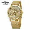 Winner Dropshipping Moda Masculina Casual Moderna Correa de Malla Hueco Mecánico Manual Reloj Acero al por Mayor