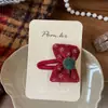 Nuevo Pasador de Pelo Rojo Estilo Coreano con Lazo Niños Clip de Tela Hecho a Mano para Flequillo Lateral Dulce Clip Lateral para Mujeres