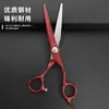 Conjunto de Tesouras de Cabeleireiro Aço Inoxidável Desbaste Sem Emenda 6 polegadas Tesoura Reta e Tesoura de Desbaste Vermelha Fabricante Profissional de Tesouras de Cabelo