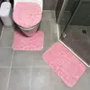 Tapete de Banheiro Absorvente de Água Flanela Antiderrapante para Banheiro Tapete de Vaso Sanitário em Formato U Conjunto para Vaso Sanitário Lavatório Secagem Rápida