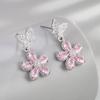 Novos brincos de borboleta flor zircônia rosa doce fresca brincos de temperamento Joker high-end de luxo leve atacado