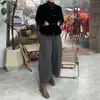 26005 Novo Daimei Yiyuan Jaqueta de Veludo Nova Moda com Design de Botões, Calça de Cintura Alta Ampla Solta, Elegante e Emagrecimento para Mulheres