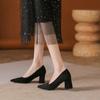 6555A tacón grueso punta fina zapatos de trabajo profesionales para commuting OL tacones altos de corte bajo de moda elegantes combinan con todo 2023 Nuevo