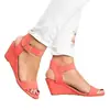 Sandalias de cuña de verano transfronterizas, estilo nuevo, de una tira con hebilla, punta abierta, para mujer, talla grande, sencillas y versátiles para ir al trabajo