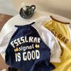Camiseta de Algodão Puro Infantil Manga Longa Raglan Roupas Infantis Estilo Primavera/Outono 2025 Estilo Coreano Blusas Infantis Estampadas