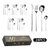 Amazon Transfronterizo Juego de Cubiertos de Acero Inoxidable de 24 Piezas Titanio de Alto Valor Caja de Regalo de Cuchillo para Filete Portugués, Tenedor y Cuchara