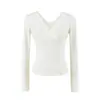 Camiseta sexy de manga larga con doble cuello en V estilo americano para mujer, nuevo top sexy versátil de ajuste ceñido para verano
