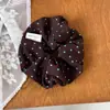 Goma para el pelo vintage de lunares florales para mujer, elegante coletero que hace que la cara parezca más pequeña, suave accesorio para coleta