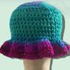Handmade malha pequeno chapéu babado de aba grande chapéu de malha à prova de sol chapéu de renda moda chapéu de pescador outono e inverno