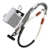 Cordão longo de tecido bicolor para celular com porta-moedas, alça de pescoço cruzada para carregar celular, alça de ombro multifuncional