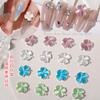 Estilo Japonês Novo Popular Estilo Pequena Fragrância Joias para Nail Art Olho de Gato Colorido Trevo de Quatro Folhas Coração Flor de Prata Liga de Diamante Joias