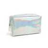 Bolsa Cosmética Quadrada de PU a Laser, Bolsa de Armazenamento Portátil Simples de Grande Capacidade, Necessaire Impermeável e Colorida, Versão Coreana