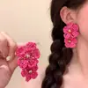Brincos de Flor de Ráfia Agulha de Prata, Brincos Simples e Modernos Estilo Verão na Ilha, Brincos de Design Único para Mulheres
