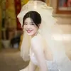 2025 novo véu pega bolha nuvem véu bufante fotografia noiva coreana modelagem fotografia de rua vestido de noiva com maquiagem branco