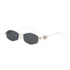 Novos Óculos de Sol Poligonais Sem Aro com Lentes de PC Cravejadas de Diamantes, Óculos para Miopia, Óculos de Sol Estilo de Rua Europeu e Americano