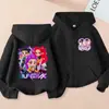 Sudadera con capucha y cremallera de estilo coreano impresa a la moda, holgada, para niños y niñas, para primavera y otoño, Kpop Periférico Nuevo Transfronterizo
