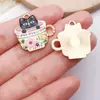 Venta Caliente Transfronteriza Aleación con Goteo de Aceite Taza de Café Gato Taza de Té con Leche Pendientes Colgantes Pulsera Accesorios de Joyería DIY Colgante