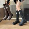 Botas Clásicas Fáciles y de Moda para Diversas Ocasiones con Punteras Redondas y Versátiles. Botas para Adultos Marrones y Negras Están Listas para Mujeres