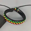 Pulseira Jamaicana com Cores Contrastantes, Estilo Étnico, Pulseira Trançada Ajustável, Popular Online, Bestseller Transfronteiriço, Fio Color-Blocking Dopamina
