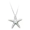 Colar com Pingente de Estrela-do-Mar Antiga Prateada Retrô Feminino Estilo Y2K Resort à Beira-Mar Corrente Longa Assimétrica para Suéter Acessórios