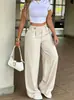 Comercio Electrónico Transfronterizo Europeo y Americano Pantalones Casuales Sueltos de Pierna Recta Pantalones de Pierna Ancha Pantalones de Vestir de Cintura Alta con Bolsillos Pantalones Cargo Pantalones Largos