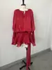 Vestido de Chiffon Plissado Estilo Francês Transfronteiriço com Amarração na Cintura e Mangas Bufantes Design com Fita Estilo Festa para Mulheres Vestido Curto de Verão
