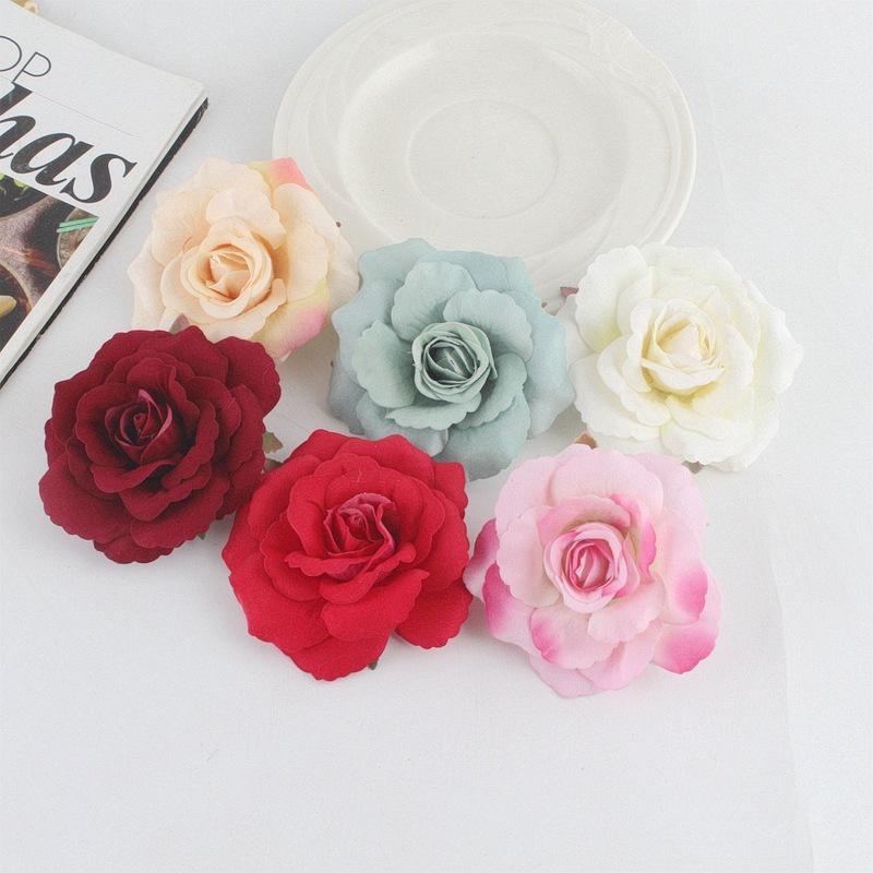 8cm 绒布非卷边包心玫瑰花发夹14