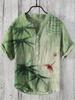 Estación Independiente Ropa de Hombre Transfronteriza Europea y Americana Estampado Digital Slub 3 Botones Cuello en V Casual Talla Extra Manga Corta Pulpo