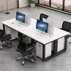 Set de escritorio para oficina, escritorio de computadora para oficina, escritorio de oficina simple y moderno con particiones para cuatro o seis personas para empleados