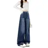 Jeans Retrô de Perna Larga para Mulheres, Novo Estilo Popular do Verão de 2026, Caimento Solto, Emagrecimento, Caimento Fluido, Calças Longas de Perna Reta Estreita