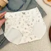 Calzoncillos tipo bóxer pequeños de seda de hielo floral vintage sin costuras 10A antibacterianos con fuelle extendido de algodón puro de seda de leche para mujer para verano