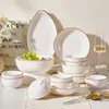 Conjunto de Tigelas de Cerâmica Jingdezhen para Uso Doméstico 2026 Novo Modelo Conjunto de Tigelas e Pratos com Cor Underglaze Conjunto de Louças Domésticas Tigela