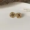 Pendientes Colgantes Populares de Piedra Ojo de Tigre Aguja de Plata Maillard Retro Elegantes Versátiles Pendientes de Lujo Accesible Pendientes de Gama Alta para Mujeres