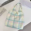 58314 Estilo Nuevo Ins Coreano Bolso de Hombro de Compras a Cuadros Perezoso y Dulce Bolso Chaleco para Ropa de Trabajo Casual Bolso de Mano