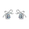 Pendientes de Plata de Ley S925 Estilo Coreano con Moissanita, Diseño Clásico de Hoja de Ginkgo, Pendientes de Botón de Moissanita de 1 Quilate, Plata Pura 999