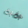 Plata de Ley S925 Colgante de Pluma Anillo de Rueda de Viento Hebilla de Ojal Pulsera de Cuerda Trenzada Pulsera de Cristal Hebilla de Cola Accesorios de Colgante