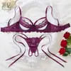 2026 Novo Conjunto de Lingerie Sexy, Seductor Vermelho com Renda Transparente, Amarrado, Sutiã para Encontro Íntimo, Atacado