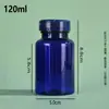 Botella de empaque para suplementos alimenticios, boca ancha, PET, poliéster, tapa abatible sellada, botella para empaque de cápsulas sólidas, color té verde azul