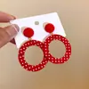 Pendientes Redondos de Color Contrastante Estilo Retro Hong Kong para Mujer, Pendientes de Moda Elegantes Estilo Vacacional, Pendientes Elegantes de Gama Alta para Mujer