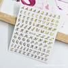 Pegatinas digitales para uñas transfronterizas pegatinas alfanuméricas simples láser dorado coloridas pegatinas de decoración de uñas al por mayor