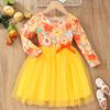 Halloween nuevo otoño manga larga niños doble malla vestido transfronterizo para una generación de pelo