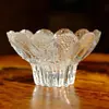 Plato de Fruta de Cristal Medieval Hojas y Gotas de Rocío Bol de Postre Portavelas Mini Plato de Cristal para Ensalada Plato