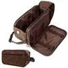 Bolsa de aseo para hombre de cuero PU de gran capacidad para colgar, transfronteriza, con separación de seco y húmedo, bolsa de almacenamiento de viaje portátil, impermeable y resistente al desgaste