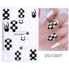 2022 Novo Adesivo de Nail Art em Soletração Noite Rede Estrela Vermelha Lua Preto e Branco Borboleta Tabuleiro de Xadrez Rosto Sorridente Chama Adesivo