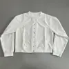 Cárdigan Corto Simple de Cuello Redondo Estilo Coreano Antipelusas con Hebilla Metálica para Mujer, Chaqueta Casual Nueva de Primavera para Figuras Petite
