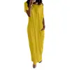 Comercio Exterior Europeo y Americano Transfronterizo Personalización de Ropa Femenina Nuevo Estilo de Verano Color Sólido Holgado Manga Corta Largo Casual Talla Grande Vestido